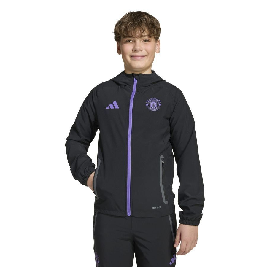 Manchester United Training Jacket Tiro 25 Competition Vis Tech Travel - Black/Purple Rush Kids-SoccerKits Hub | Buy Soccer Jerseys Online